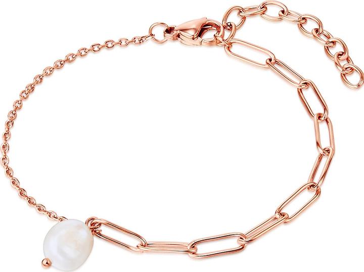 Immagine prodotto Valero Pearls Donna in acciaio inossidabile con perle d'acqua dolce coltivate in oro rosa 17,0 cm di lunghezza (17 cm, Acciaio inossidabile)