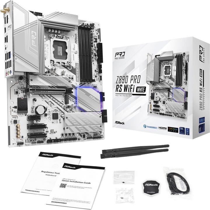 Produktbild AsRock Z890 Pro RS WiFi White Intel DDR5 S1851 (LGA 1851, Intel Z890, ATX)