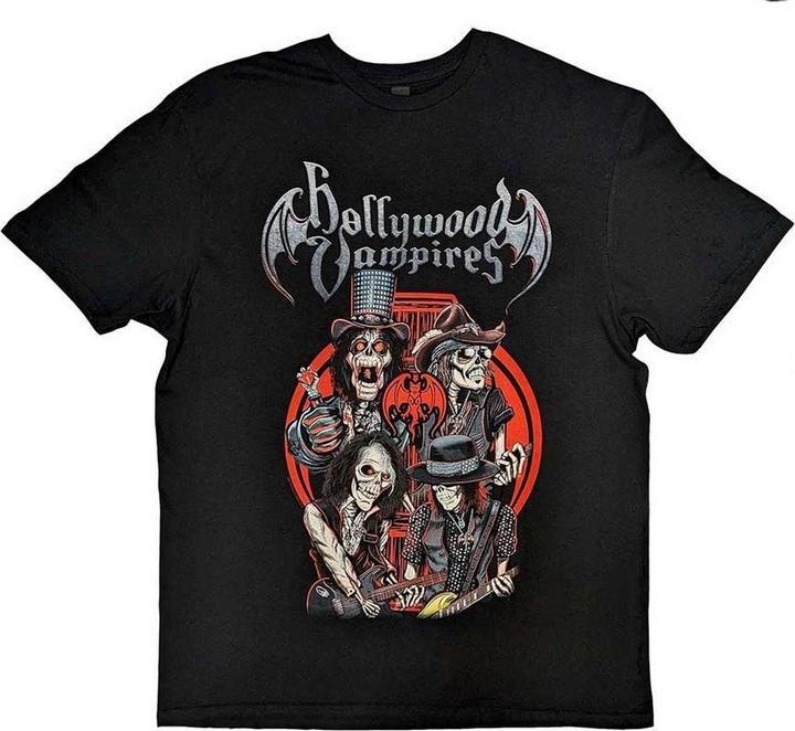 Actual product image Hollywood Vampires Unisex Adult Caricature Back Print T-Shirt (M)