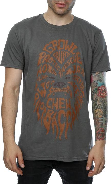 Actual product image Star Wars Mens Chewbacca Text Head T-Shirt (3XL)