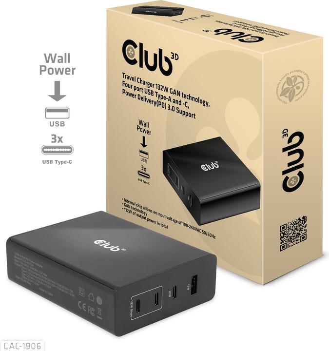 Produktbild Club 3D CAC-1906 (132 W, 4 Ports)