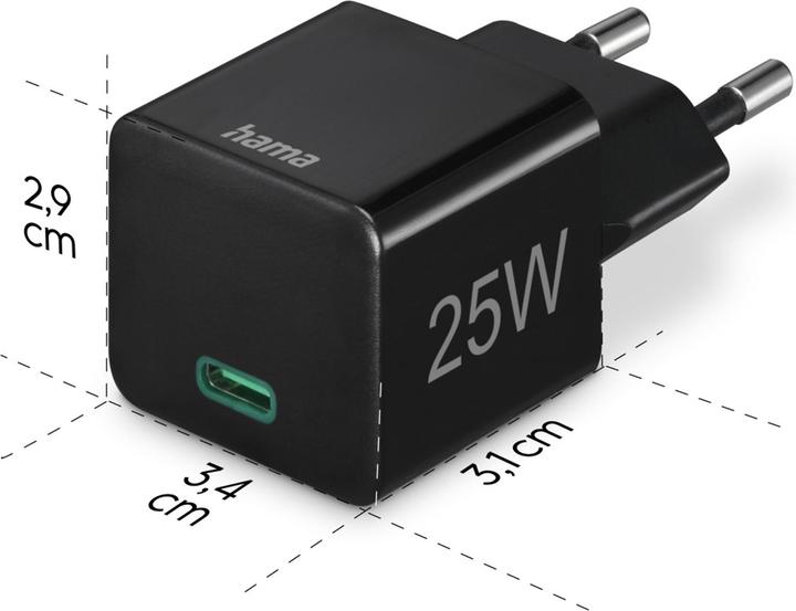 Image du produit Hama Mini-chargeur, Power Delivery (PD)/Qualcomm®, 25 watts, noir (25 W, 1 portion)