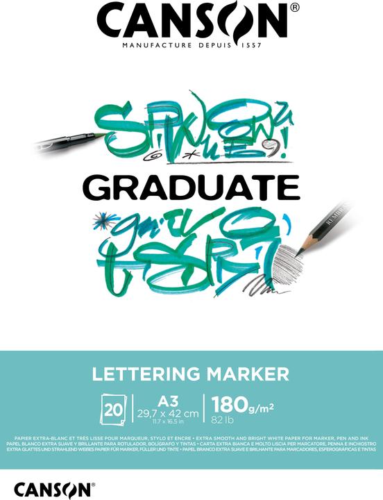 Image du produit Canson Bloc d'étude GRADUATE LETTERING MARKER, DIN A3 (A3, Blanc, Non contraignant)