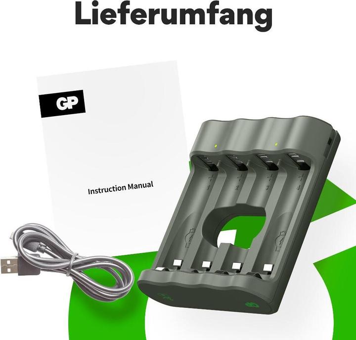 Produktbild GP Batteries Batterie-Ladegerät B441 ohne Batterien geeignet für 4 x Mignon AA oder Micro AAA (1 Stk., AAA, AA, Ladegerät ohne Akku)