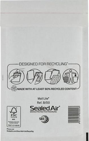 Produktbild Sealed Air Luftpolstertaschen MailLite B/00 Haftklebung weiss 100Stück (100 x)