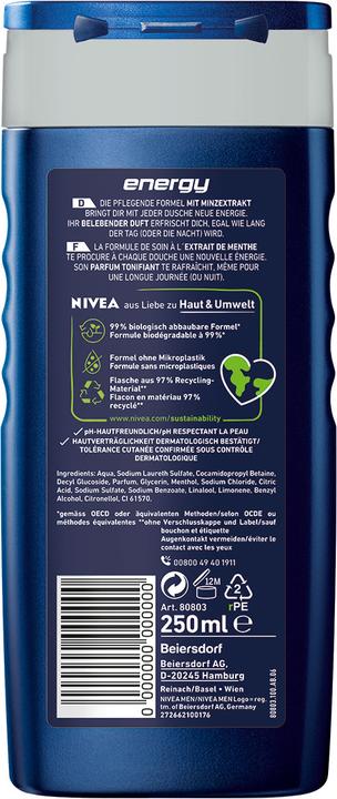 Actual product image NIVEA MEN Fresh Energy shower gel (250 ml)
