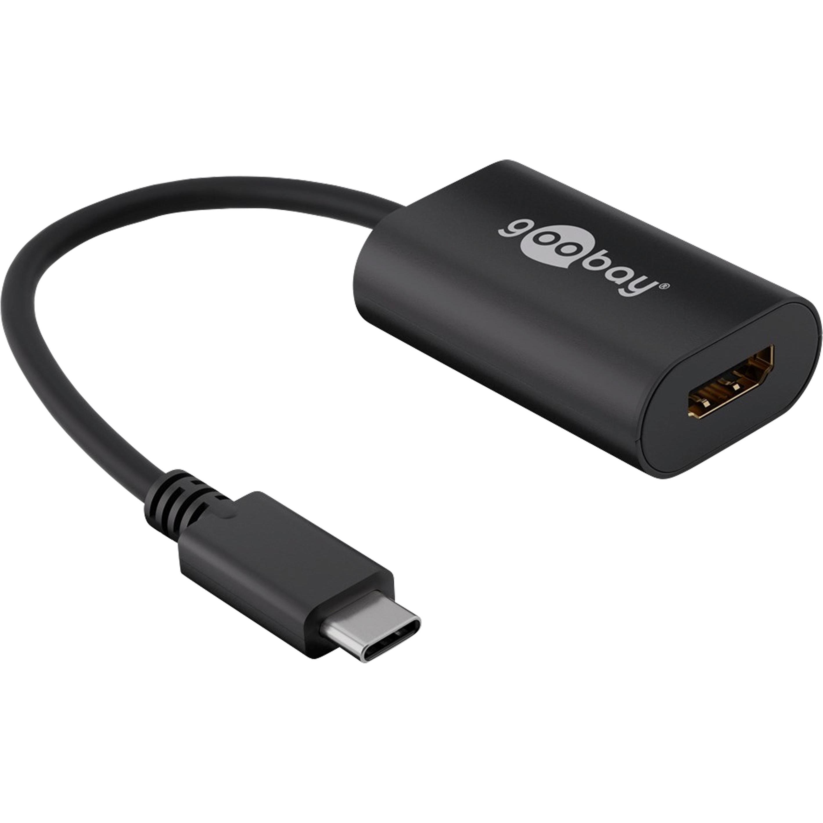 Goobay Adattatore da USB-C a HDMI (HDMI, 20 cm), Adattatore dati + video, Nero