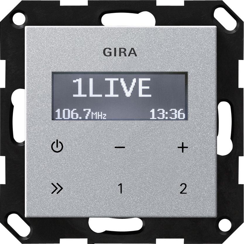 Thumbnail - Gira UP-Radio RDS o.Lautsprecher System 55 F Alu, Taster + Schalter, Silber