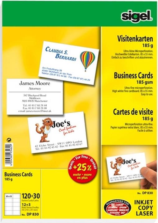 Immagine prodotto Sigel Biglietti da visita MP (185 g/m², 600 x, A4)
