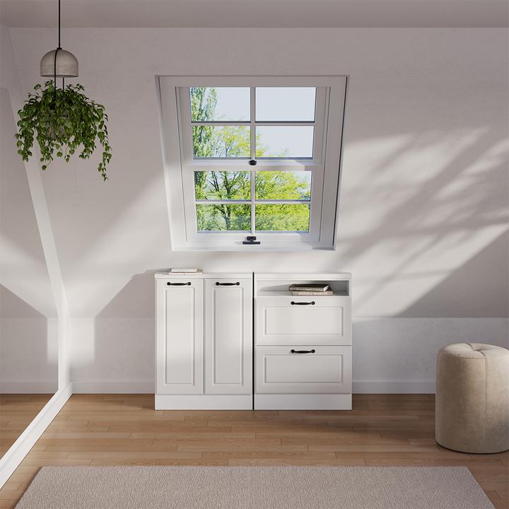 Produktbild Vichy Dachschrägenschrank Rion, Weiss/Weiss Landhaus, mit 2 Schubladen (46 x 46 x 81.60 cm)