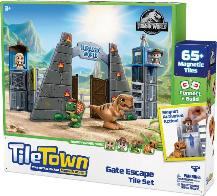 Productafbeelding TileTown Tegelstad - Jurassic world park magnetische bouwset (90307)