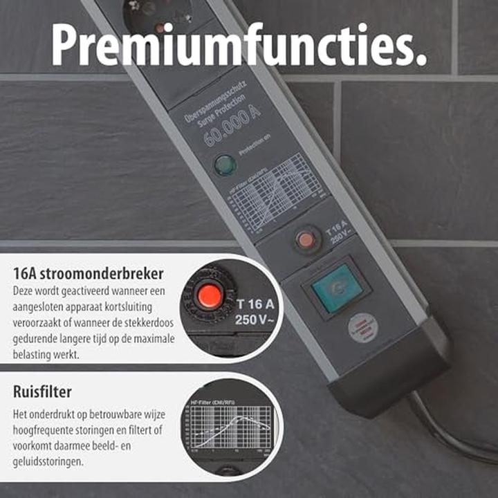 Produktbild Brennenstuhl Premium Protect-Line PDU, 8 sockets, 3m, Silver/gray, with switch and surge protecti...