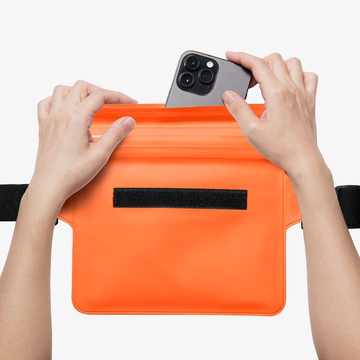 Actual product image Spigen Universal Waterproof A620 Case & Waist Bag Sunset Orange AMP06021