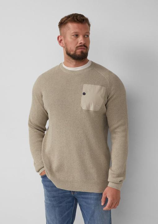 Produktbild s.Oliver Strickpullover Baumwoll-Pullover mit aufgesetzter Brusttasche (XXL)