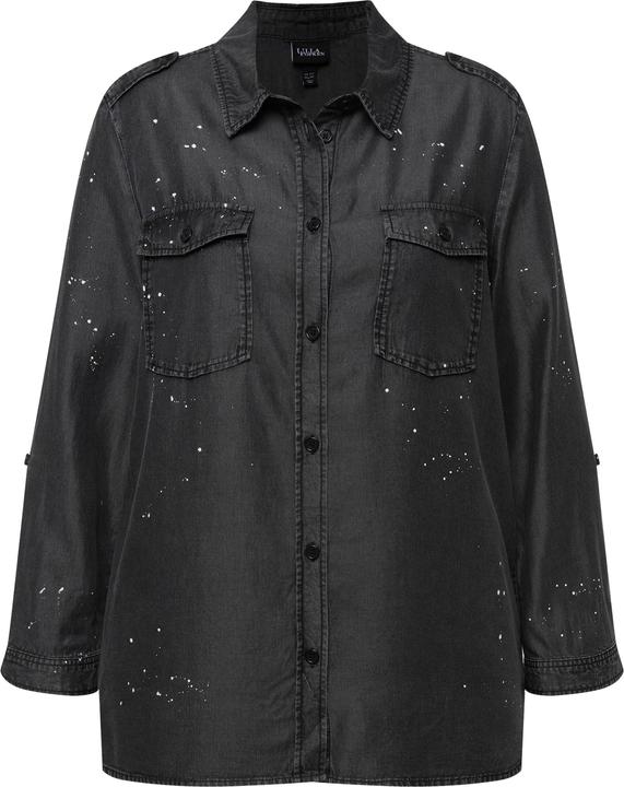 Produktbild Ulla Popken Jeansbluse, Acid Wash, Hemdkragen, Langarm (60)