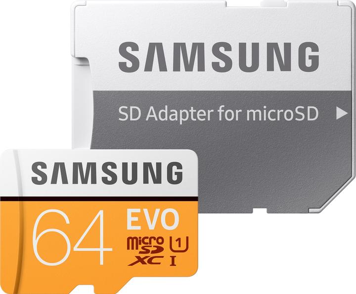 Actual product image Samsung Evo (64 GB, microSDXC, U3, UHS-I)