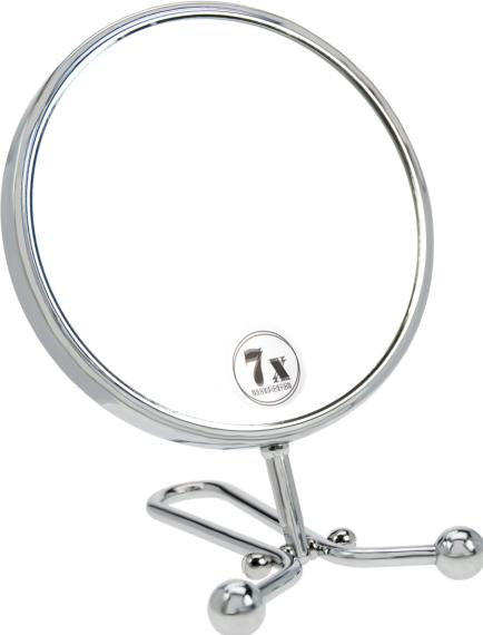 Actual product image Hand + adjustable mirror metal, silver, magnification 7x, Ø 15 cm, length: 29 cm