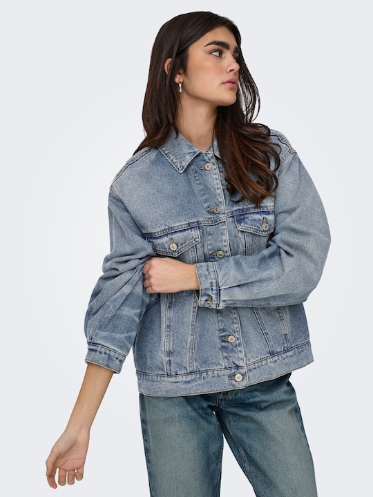 Produktbild Only Fly-Away Kragen Ärmelbündchen mit Knopf Jacke Jeansjacke (S)