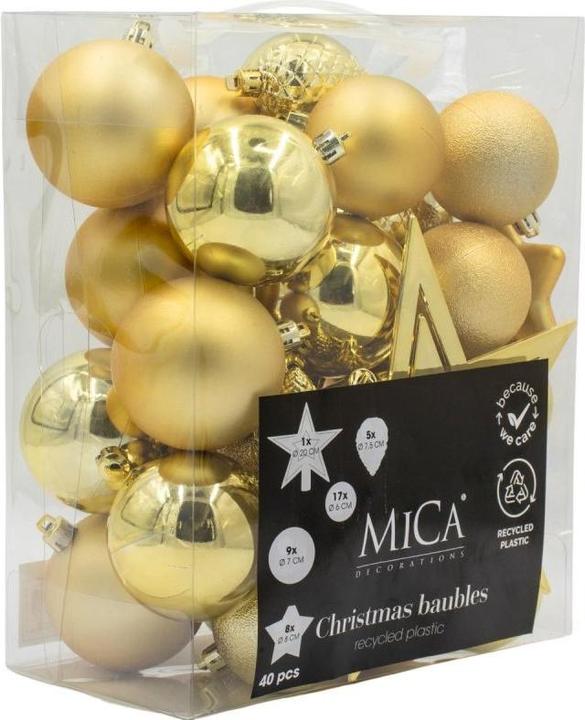 Produktbild edelman Baumschmuck, Unzerbrechlich, Gold, 40 Stück – D8Cm (40x)