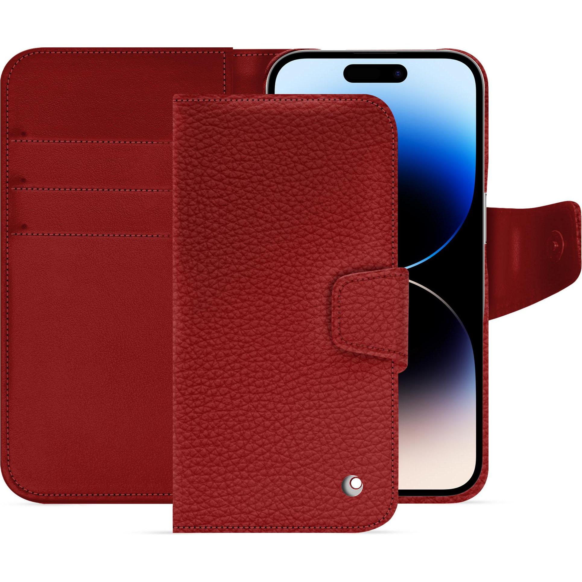 Noreve Lederschutzhülle Apple iPhone 15 Pro (Apple iPhone 15 Pro), Smartphone Hülle, Rot