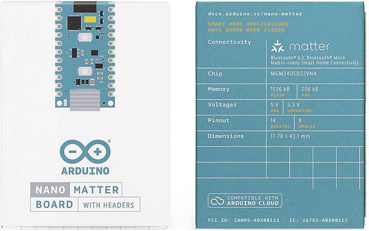 Actual product image Arduino Nano Matter mit Header, ABX00137, 32-Bit Cortex-M33, Thread, Bluetooth LE 5.3