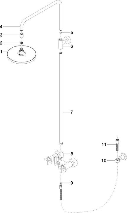 Actual product image Dornbracht Tara Showerpipe, without hand shower, projection stand shower 420 mm, 26633892