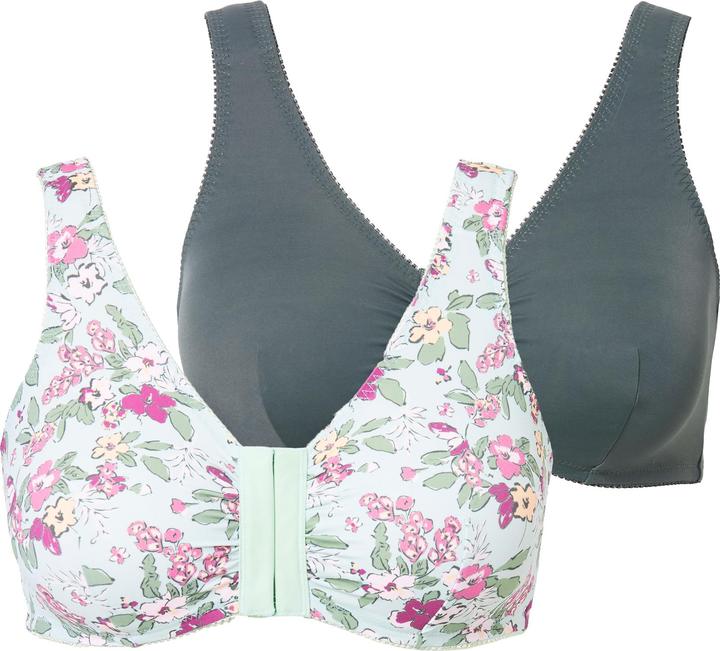 Produktbild Ulla Popken Bustiers, 2er-Pack, Blüten/uni, Vorderverschluss (2er Pack, 120 D)