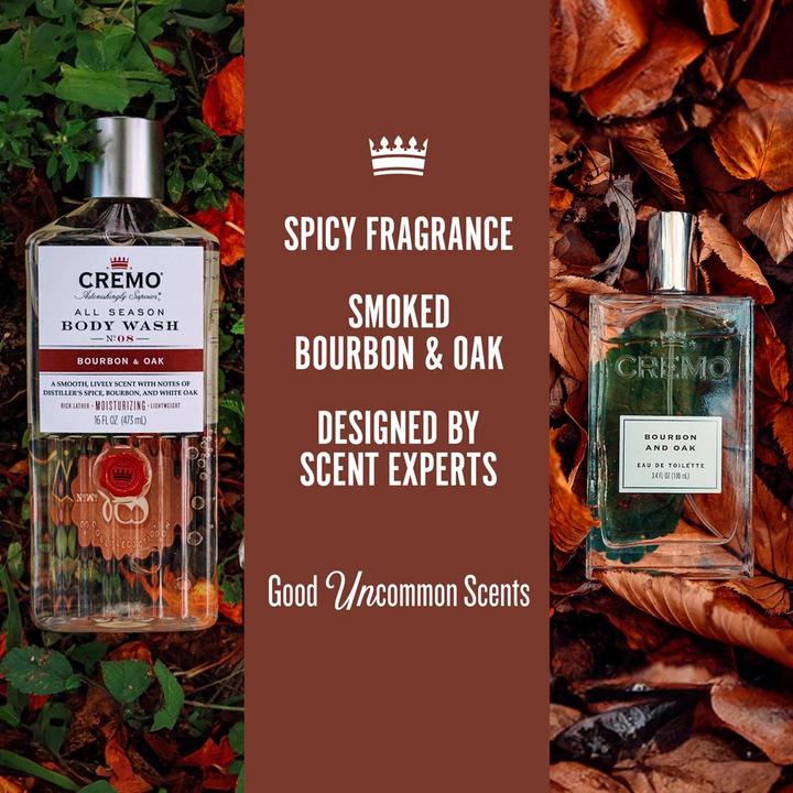 Productafbeelding Cremo Bourbon & Oak geschenkset voor mannen - Eau de Toilette 100ml Body Wash 473ml (Parfum set)