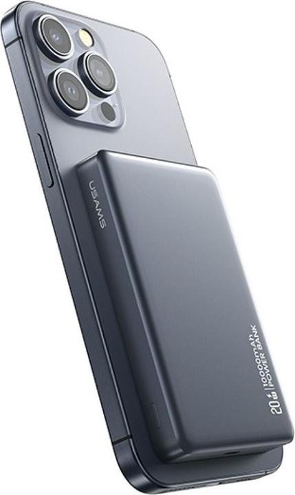 Actual product image Usams Powerbank CY Series CD242 10000mAh 20W Magnetic Wireless titanium (10000 mAh, 20 W, 20 Wh)