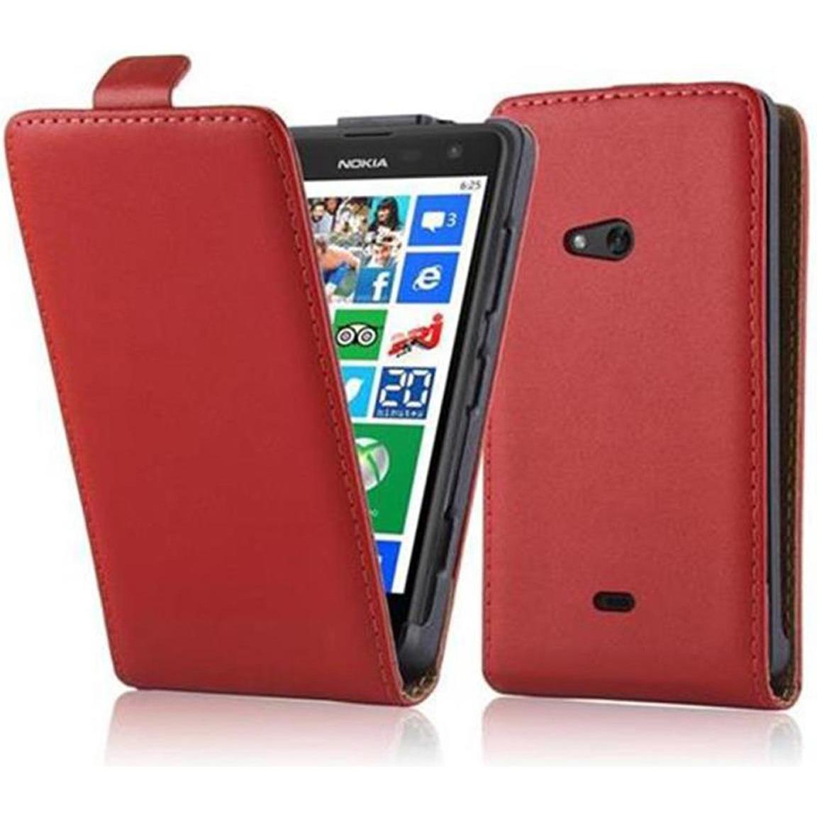 Cadorabo Flip Glatt Cover (Nokia Lumia 625), Smartphone Hülle, Rot
