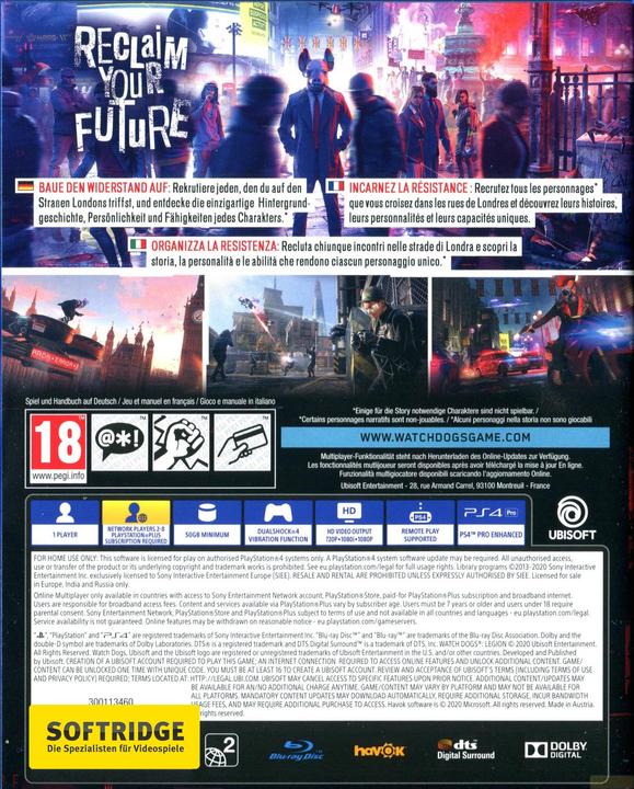 Produktbild Ubisoft Watch Dogs: Legion (PS4, DE, FR, IT)