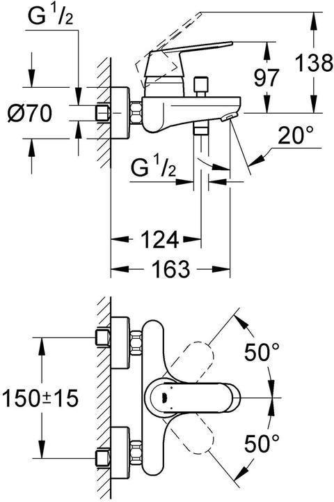 Produktbild Grohe Eurosmart Cosmopolitan Einhand-Wannenbatterie