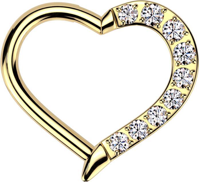 Actual product image Star Piercing Micro Segmentring klappbar vergoldet Herz rechts Kristalle silber (without brass, Titanium)