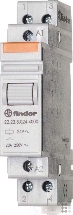 Actual product image Finder 20A 1NO 1NC monostable DIN relay, 24Vac