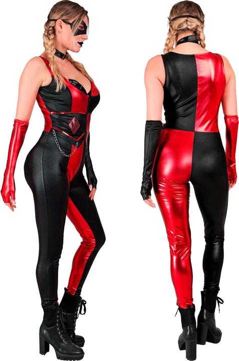 Produktbild Widmann Harlequin Damenkostüm Overall, Halsband, Augenmaske, fingerlose Handschuhe, Messer (L)