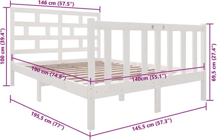 Produktbild vidaXL Bettrahmen (140 x 190 cm)
