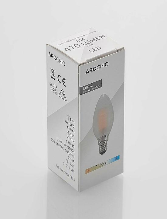 Actual product image Arcchio LED Lamp E14 4W 2,700K Candle, Dimmable, Frosted (E14, 470 lm)