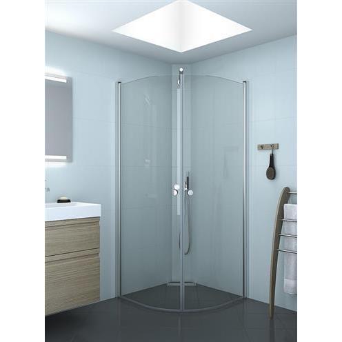 Dansani, Duschkabine + Duschwand, Match E-halvrund svingdør 79-81 cm satin/klar