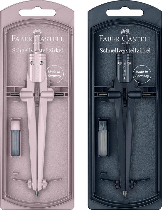 Productafbeelding Faber-Castell Stream snelinstelkompas, diepblauw, glanzend roos assorti