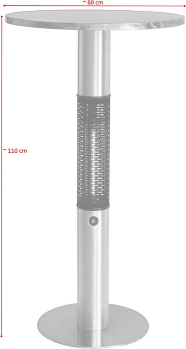 Produktbild Jet-Line Tisch mit Heizfunktion Capella Edelstahl Heizstrahler 1500 W