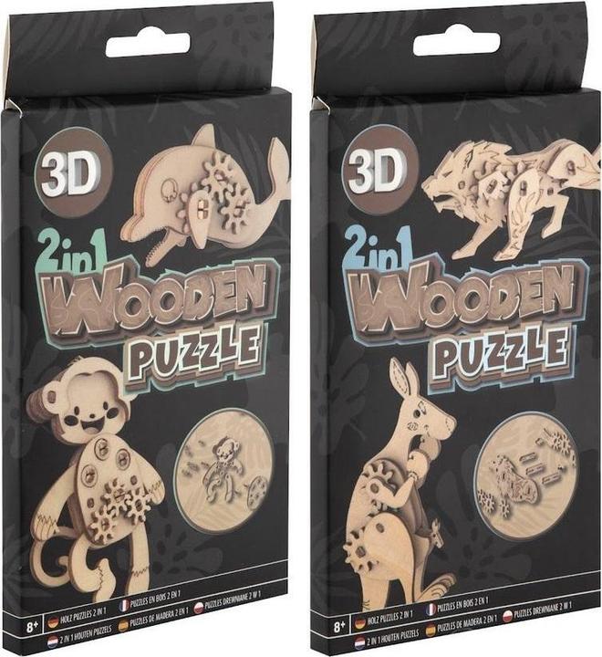 Produktbild Grafix 2-in-1-Holzbausatz 3D-Puzzle - Delphin und Affe (1 Teile)