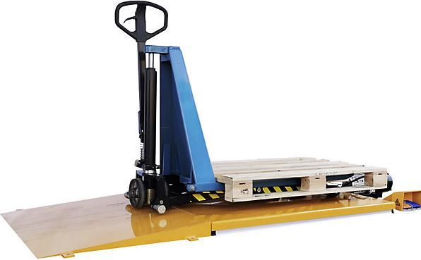 Immagine prodotto eurokraft basic Piano elevatore piatto, a forma di G, portata 1200 kg, comando a pedale.