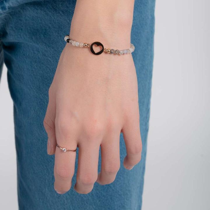 Immagine prodotto Bijouteria Bracciale (19 cm, Acciaio inossidabile, Rivestimento in PVD (colore oro), Agata)