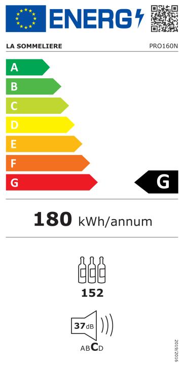 Label énergétique La Sommelière Cave à vin PRO160N 152 bouteilles