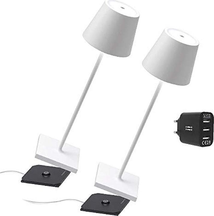 Zafferano Dubbele Kit mit 2 tragbaren Lampen und Dual-USB-Lader, dimmbar, IP54, kontaktloses Laden