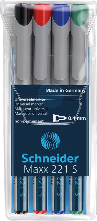 Immagine prodotto Schneider Marcatore OHP Maxx solubile in acqua, S, confezione da 4: rosso, blu, verde, nero (4 x)