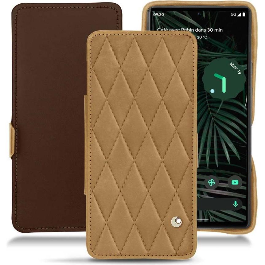 Thumbnail - Noreve Lederschutzhülle horizontal (Google Pixel 6 Pro), Smartphone Hülle, Braun