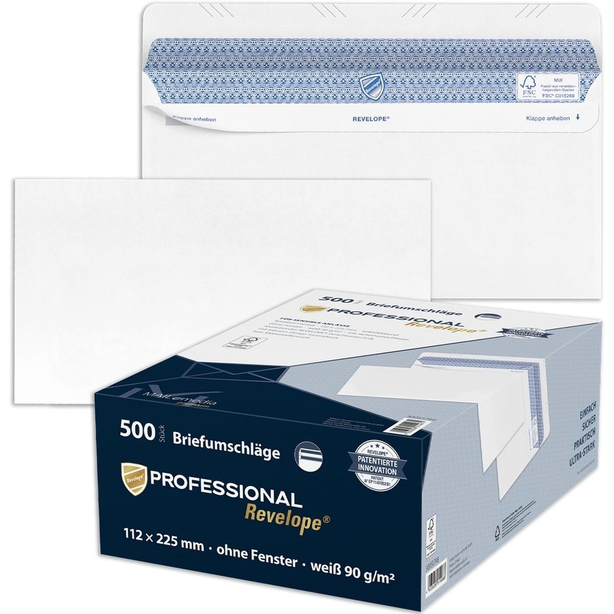 Magni, Briefumschlag, Revelope Professional Briefhüllen 112 x 225 mm selbstklebend Offset weiss 90 g/m² (FSC), 30051799 ...