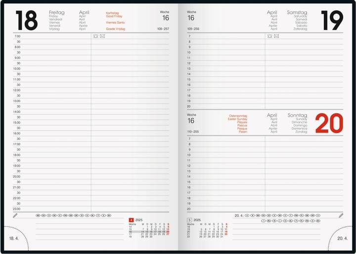 Nährwerte und Zutaten Buchkalender 795 A5 1 Tag/Seite Miradur-Einband weinrot 2025 (A5, Spanisch, Deutsch, Niederländisch, Englisch, Französisch, Italienisch)