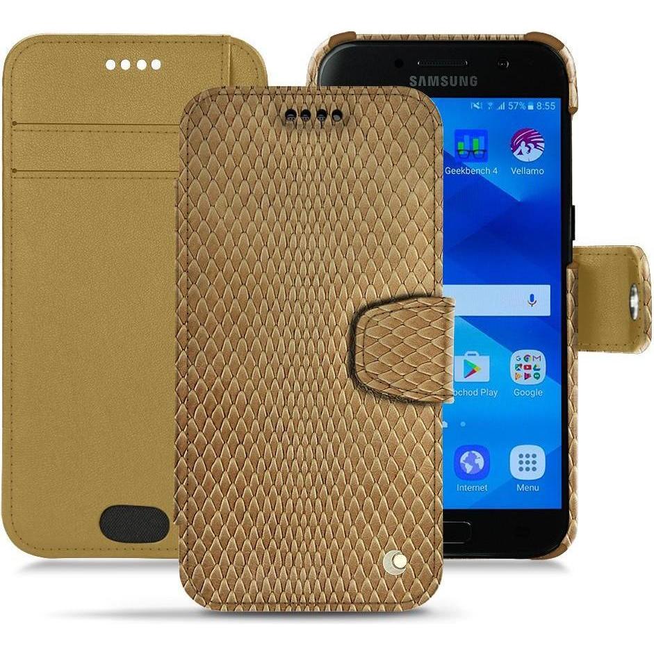 Noreve Lederschutzhülle Wallet (Samsung Galaxy A3 (2017)), Smartphone Hülle, Beige